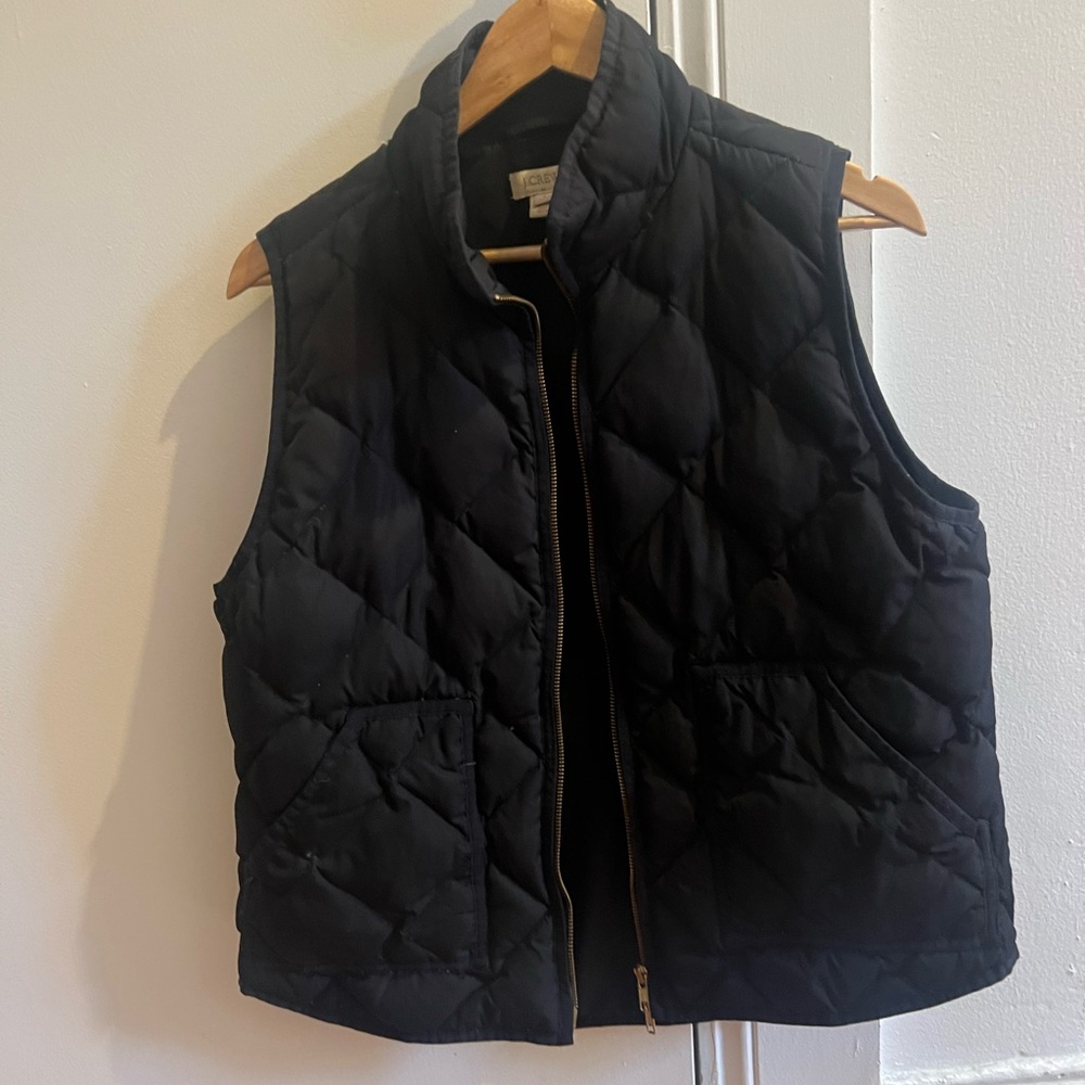 J Crew Navy Quilted Vest Women’s Large